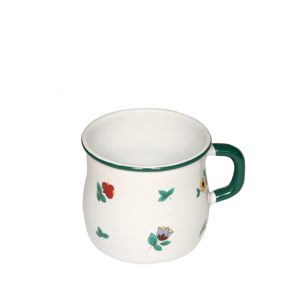 Belly-shaped enamel mug, Gmundner floral design