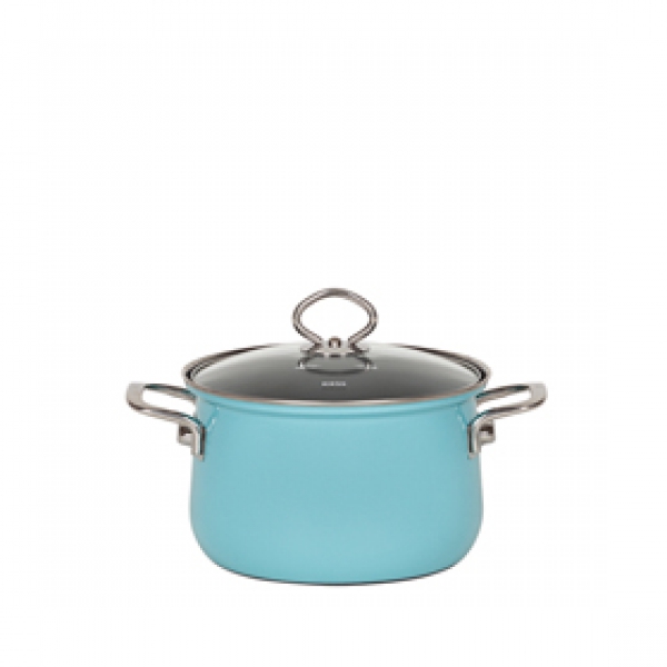 Saucepot with glass lid, design Crystal blue