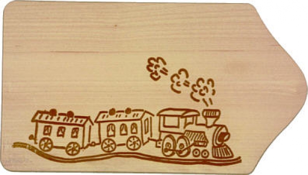 Frühstücksbrett mit Lokomotive und Wagen